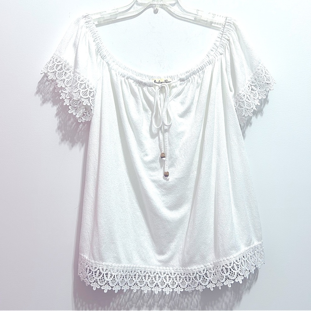 Indigo Rose Beautiful Women’s Lace Crochet Short Sleeve Summer Top